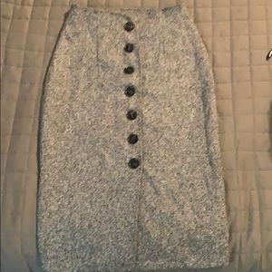 Wool figure flattering below the knee grey skirt
